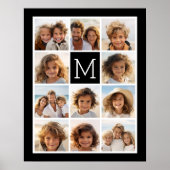 11 Foto Instagram Collage Aangepast Zwart Monogram Poster (Voorkant)