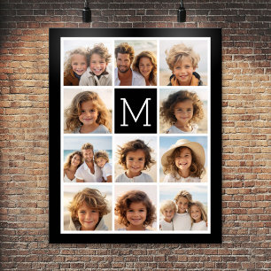 11 Foto Instagram Collage Aangepast Zwart Monogram Poster