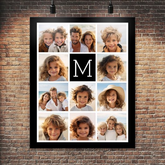 11 Foto Instagram Collage Aangepast Zwart Monogram Poster