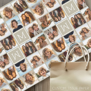 11 Foto Instagram Collage Custom Beige Monogram Tissuepapier