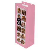 11 Foto Instagram Collage Roze Zwart Monogram Wijn Cadeautas (Voorkant Gekanteld)