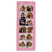 11 Foto Instagram Collage Roze Zwart Monogram Wijn Cadeautas (Voorkant)