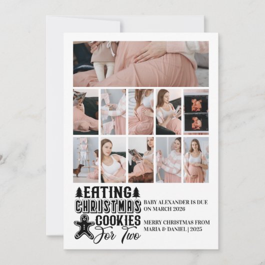 11 Foto Kerstkoekjes voor 2 Zwangerschap Feestdagenkaart (Voorkant)