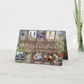 11 Foto Kerstmis Greenery, Hout & Lichten Gevouwen Feestdagen Kaart (Voorkant)