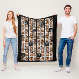 11 foto-rastercollage met monogram fleece deken