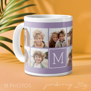 11 foto-rastercollage met monogram grote koffiekop
