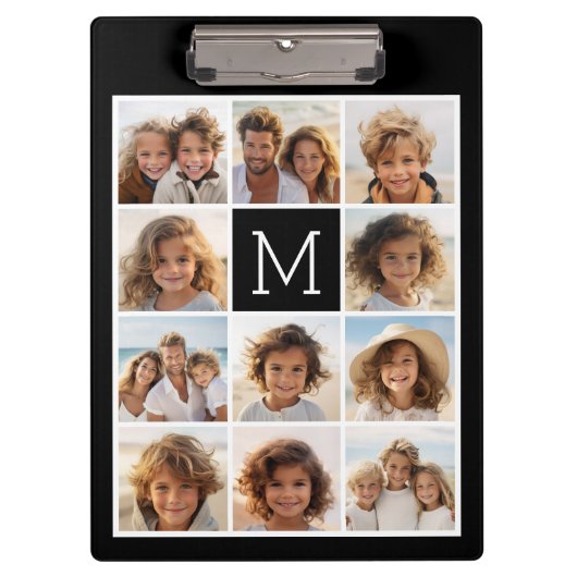 11 foto-rastercollage met monogram klembord (Voorkant)
