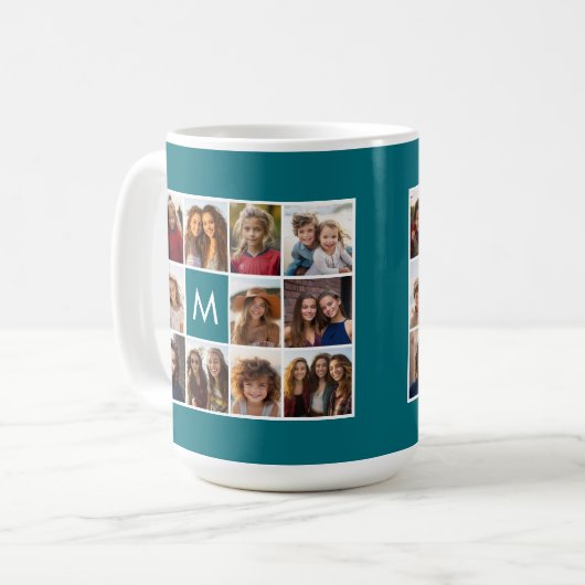 11 foto-rastercollage met monogram koffiemok (Voorkant links)