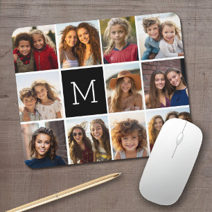 11 foto-rastercollage met monogram muismat