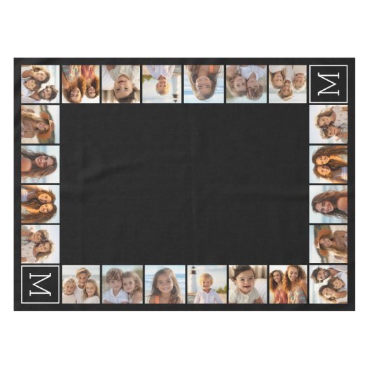 11 foto-rastercollage met monogram tafelkleed (Voorkant (Horizontaal))