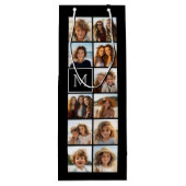 11 foto-rastercollage met monogram wijn cadeautas (Achterkant)