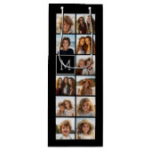 11 foto-rastercollage met monogram wijn cadeautas (Voorkant)