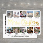 11 Foto Vrolijk Kerstfeest Eenvoudige moderne kall Folie Feestdagenkaart<br><div class="desc">Stuur stijlvolle vrolijke groeten en deel een aantal favoriete afbeeldingen met een aangepaste 11 foto collage jaar in review Merry Christmas folie kaart. Alle tekst op deze sjabloon Prettige feestdagen is eenvoudig te personaliseren met elke formulering, zoals Elke vierkante foto heeft zijn eigen unieke bijschrift, zodat je familie en vrienden...</div>