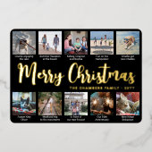 11 Foto Zwart Vrolijk Kerstfeest Moderne Collage Folie Feestdagenkaart (Voorkant)