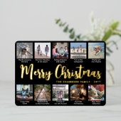 11 Foto Zwart Vrolijk Kerstfeest Moderne Collage Folie Feestdagenkaart (Staand Voorkant)