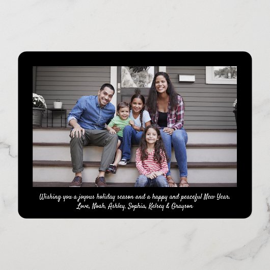 11 Foto Zwart Vrolijk Kerstfeest Moderne Collage Folie Feestdagenkaart (Achterkant)