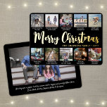 11 Foto Zwart Vrolijk Kerstfeest Moderne Collage Folie Feestdagenkaart<br><div class="desc">Stuur stijlvolle vreugdevolle groeten en deel 11 van uw favoriete afbeeldingen met een aangepaste fotocollage zwarte, witte en gouden folie vakantiekaart. Alle tekst op deze sjabloon Prettige feestdagen is eenvoudig te personaliseren om elke formulering op te nemen, zoals Vrolijk kerstfeest, Seizoenen, Groeten, Nieuwjaarsgejuich etc. (AFBEELDING PLACEMENT TIP: Een eenvoudige manier...</div>