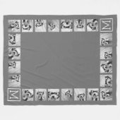 11 Fotocollage Aangepaste Monogram Houtskool Fleece Deken (Voorkant (Horizontaal))