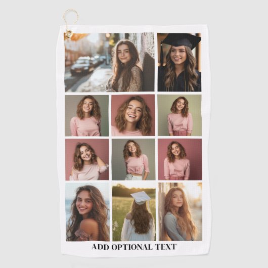 11 Fotocollage - Aangepaste tekst - Zwart en wit Golfhanddoek (Voorkant)