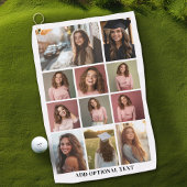 11 Fotocollage - Aangepaste tekst - Zwart en wit Golfhanddoek