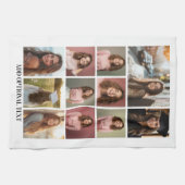 11 Fotocollage - Aangepaste tekst - Zwart en wit Theedoek (Horizontaal)