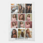 11 Fotocollage - Aangepaste tekst - Zwart en wit Theedoek (Verticaal)