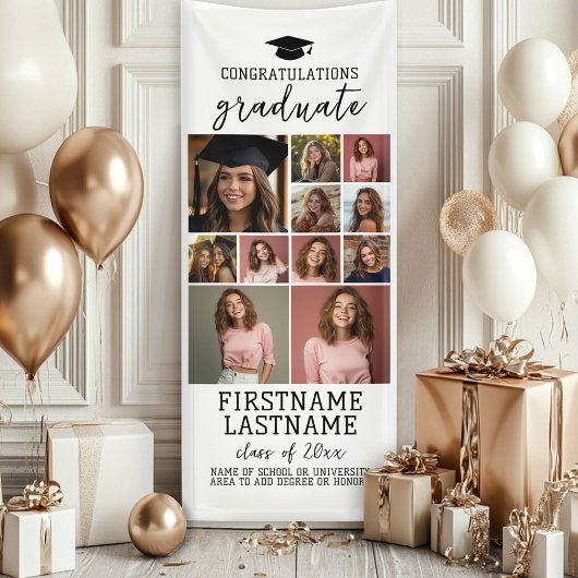 11 Fotocollage Afstuderen Modern Minimaal Wit Spandoek