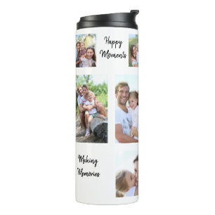 11 Fotocollage familie Happy Memory Citaten Wit Thermosbeker
