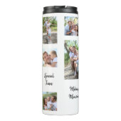 11 Fotocollage familie Happy Memory Citaten Wit Thermosbeker (Achterkant)