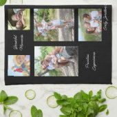 11 Fotocollage Familie Sentimentele Citaten Zwart Theedoek (Gevouwen)