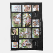 11 Fotocollage Familie Sentimentele Citaten Zwart Theedoek (Verticaal)