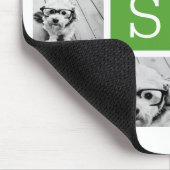 11 Fotocollage - Groen wit modern monogram Muismat (Hoek)