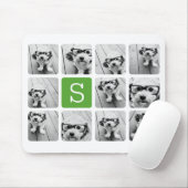 11 Fotocollage - Groen wit modern monogram Muismat (Met muis)
