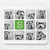 11 Fotocollage - Groen wit modern monogram Muismat (Voorkant)