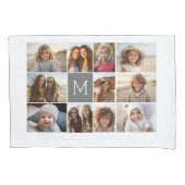 11 Fotocollage met grijs monogram Kussensloop (Voorkant)