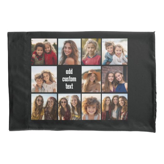 11 Fotocollage met zwarte achtergrond Kussensloop (Voorkant)