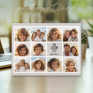 11 Fotocollage - Modern Minimaal Wit op Taupe Briefkaart