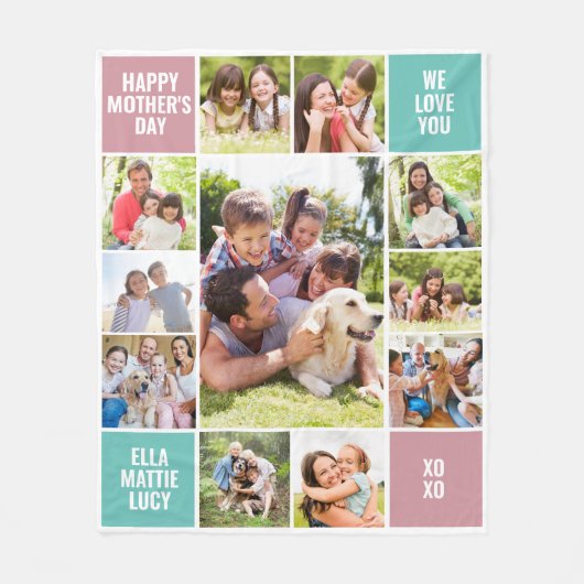 11 Fotocollage Moederdag Fleece Deken (Voorkant)