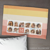11 Fotocollage - Retro Stripes Coral Peach Gold Kussensloop