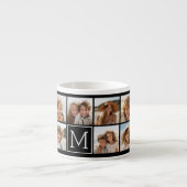 11 Fotoinstagram Collage Aangepast zwart monogram Espresso Kop (Voorkant)