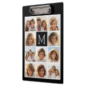 11 Fotoinstagram Collage Aangepast zwart monogram Klembord (Links)