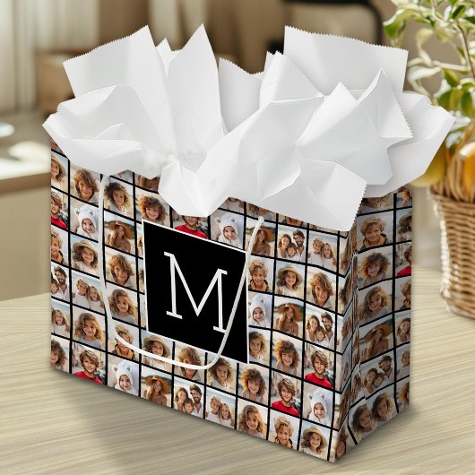 11 Fotoinstagram Collage Aangepast zwart monogram Large Cadeautasje