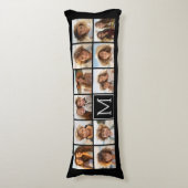 11 Fotoinstagram Collage Aangepast zwart monogram Lichaamskussen (Voorkant Verticaal)