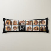 11 Fotoinstagram Collage Aangepast zwart monogram Lichaamskussen (Voorkant)