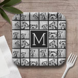 11 Fotoinstagram Collage Aangepast zwart monogram Papieren Bordje<br><div class="desc">Zwart-wit - Gebruik tot 11 vierkante foto's om een uniek en persoonlijk cadeau te creëer. Of je kunt de hipster puppy houden en een trendy keepslag maken. Als u de afbeeldingen moet aanpassen,  klik op het aanpassingshulpmiddel om veranderingen aan te brengen.</div>