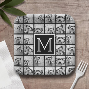 11 Fotoinstagram Collage Aangepast zwart monogram Papieren Bordje