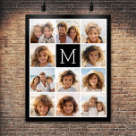 11 Fotoinstagram Collage Aangepast zwart monogram Poster<br><div class="desc">Zwart-wit - Gebruik tot 11 vierkante foto's om een uniek en persoonlijk cadeau te creëer. Of je kunt de hipster puppy houden en een trendy keepslag maken. Als u de afbeeldingen moet aanpassen,  klik op het aanpassingshulpmiddel om veranderingen aan te brengen.</div>