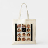 11 Fotoinstagram Collage Aangepast zwart monogram Tote Bag (Achterkant)