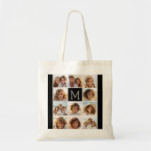 11 Fotoinstagram Collage Aangepast zwart monogram Tote Bag (Voorkant)