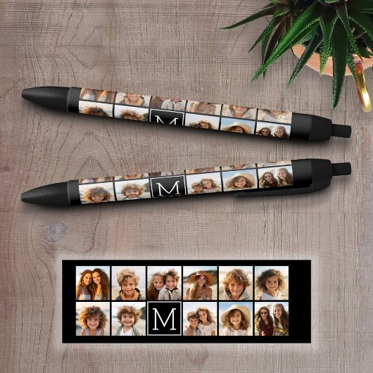 11 Fotoinstagram Collage Aangepast zwart monogram Zwarte Inkt Pen